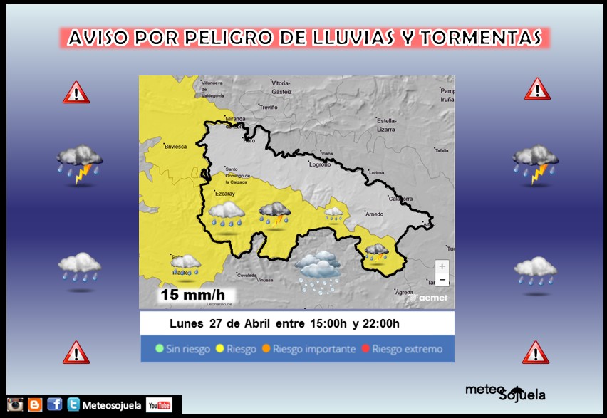 Aviso Amarillo por LLuvias y Tormentas Ibérica