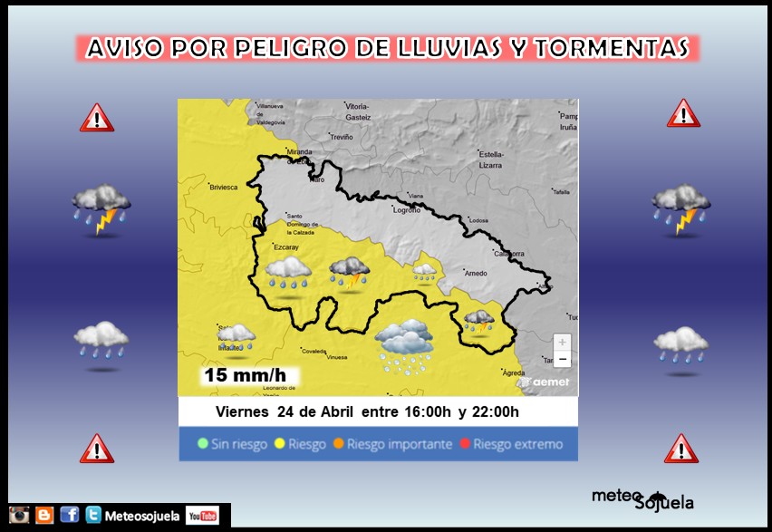 Aviso Amarillo por Lluvia y Tormentas en la Ibérica