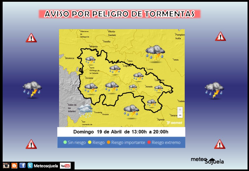 Aviso Amarillo por Tormentas AEMET 19