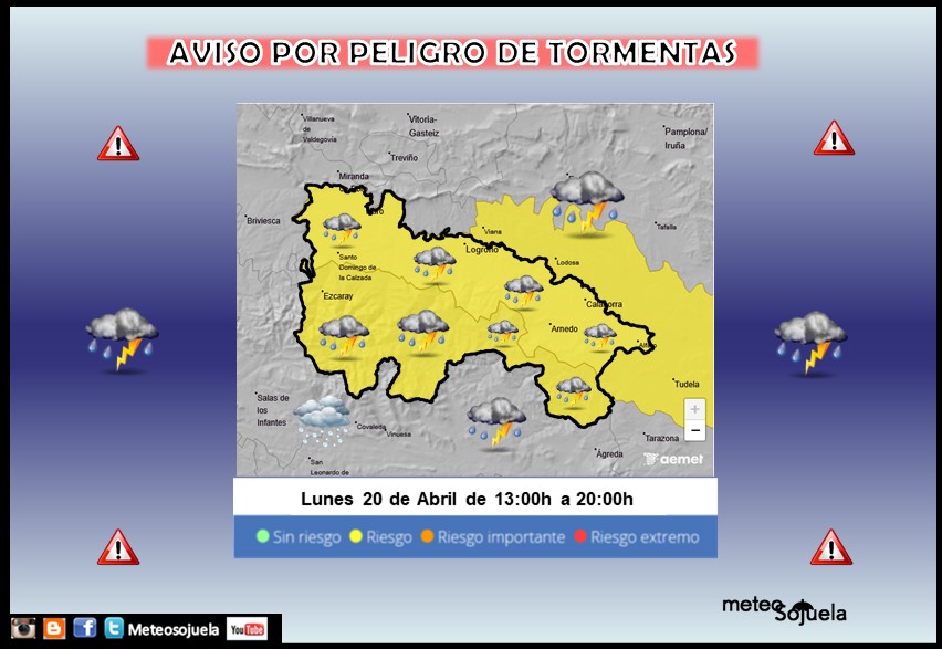 Aviso Amarillo por Tormentas AEMET 20