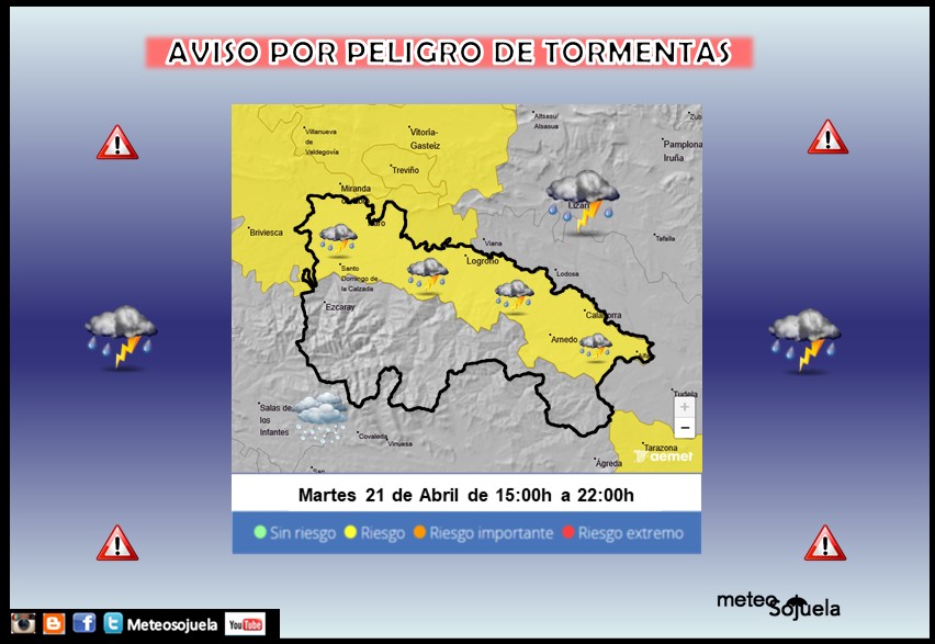 Aviso Amarillo por Tormentas AEMET 21