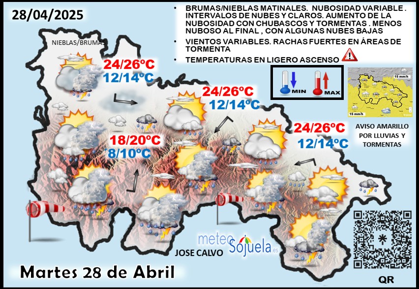 Mapa del tiempo en La Rioja. Meteosojuela