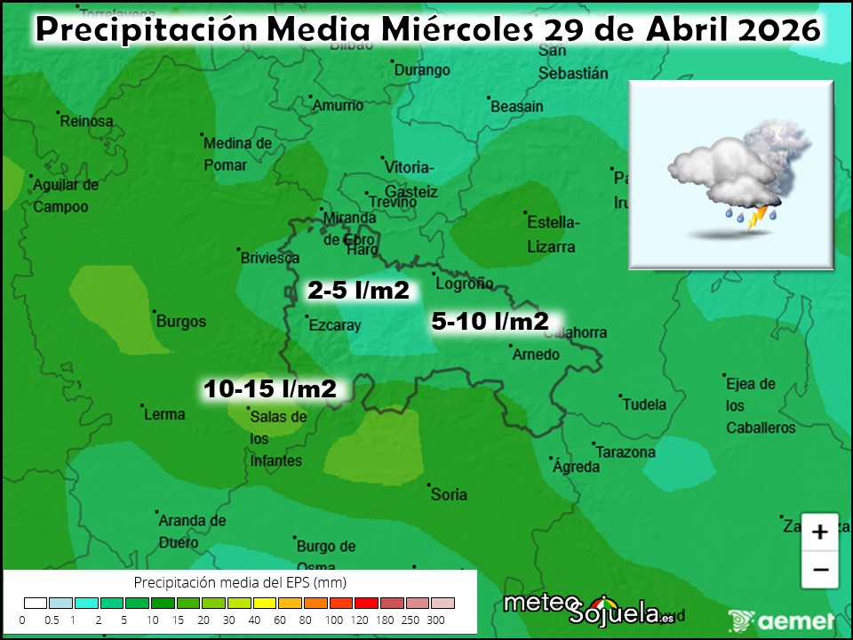 Precipitación Media según AEMET