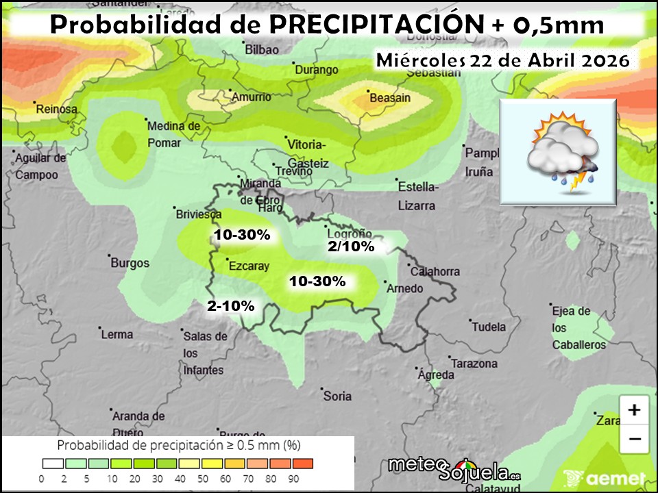 Probabilidad de precipitación según AEMET