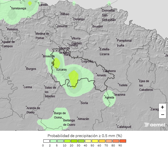 Probabilidad de precipitación según AEMET