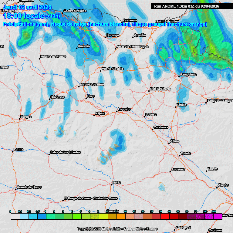 Riesgo de precipitación modelo AROME
