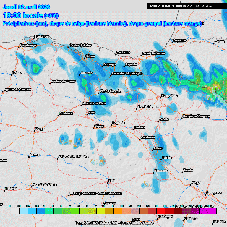 Riesgo de precipitación modelo AROME