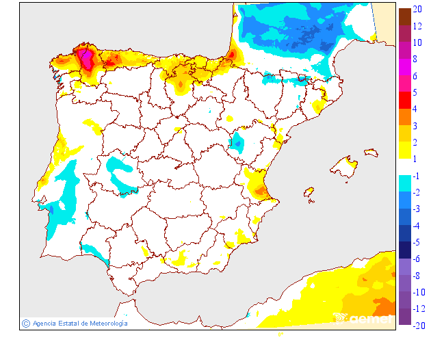 Variación de temperaturas máximas AEMET 19 Meteosojuela