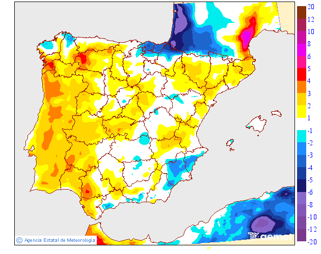 Variación de temperaturas máximas AEMET 25 Meteosojuela