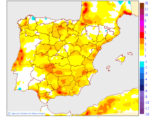 Variación de temperaturas máximas AEMET 26 Meteosojuela