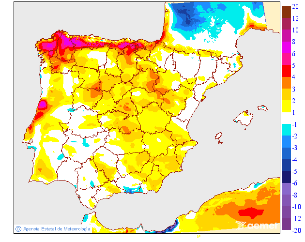 Variación de temperaturas máximas AEMET Meteosojuela 10