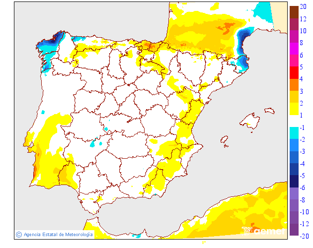 Variación de temperaturas máximas AEMET Meteosojuela 20
