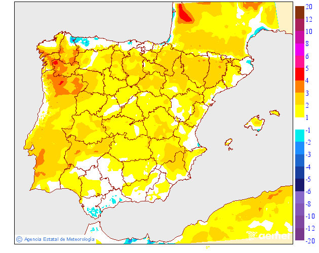 Variación de temperaturas máximas AEMET Meteosojuela