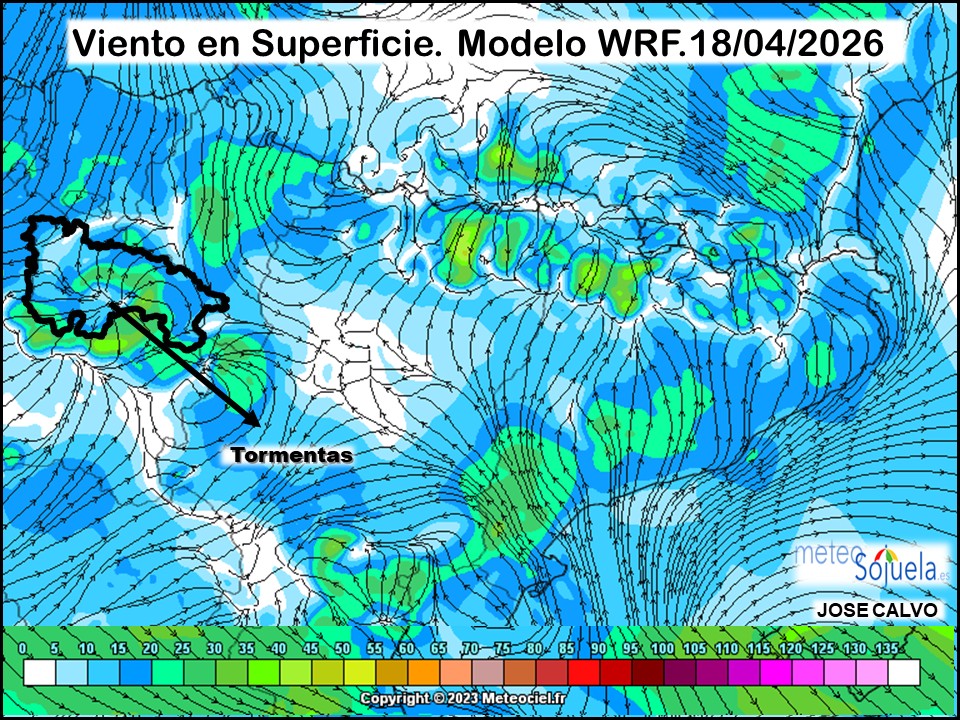 Viento en Superficie Modelo WRF Meteosojuela.