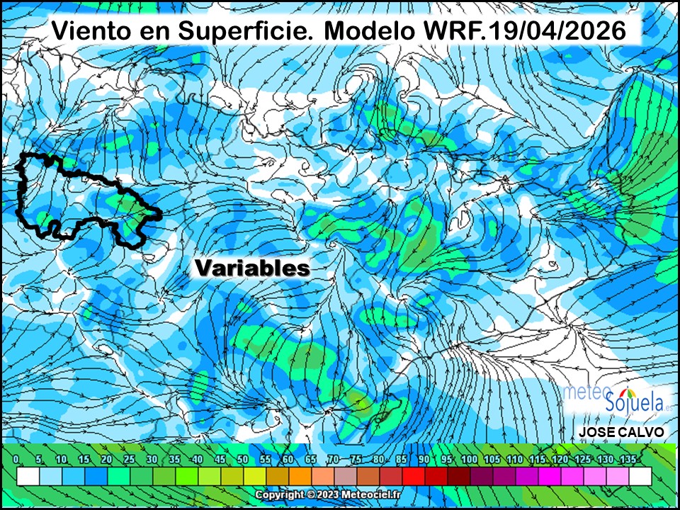 Viento en Superficie Modelo WRF Meteosojuela.