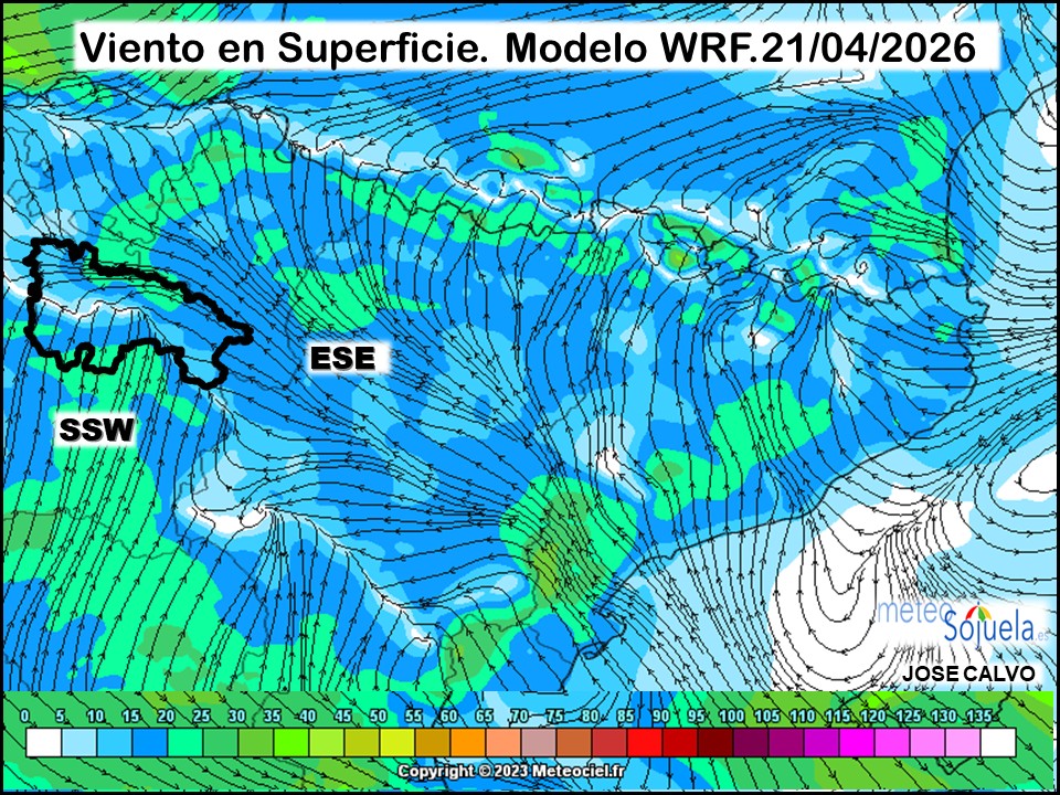 Viento en Superficie Modelo WRF Meteosojuela.