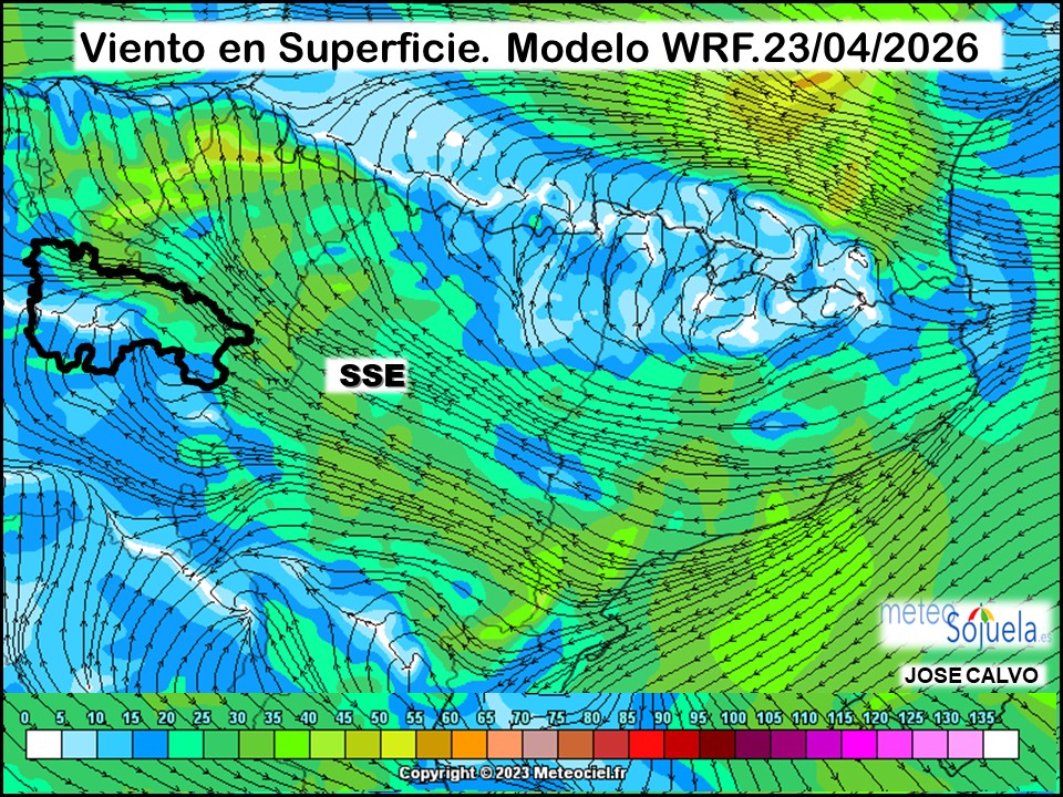 Viento en Superficie Modelo WRF Meteosojuela.
