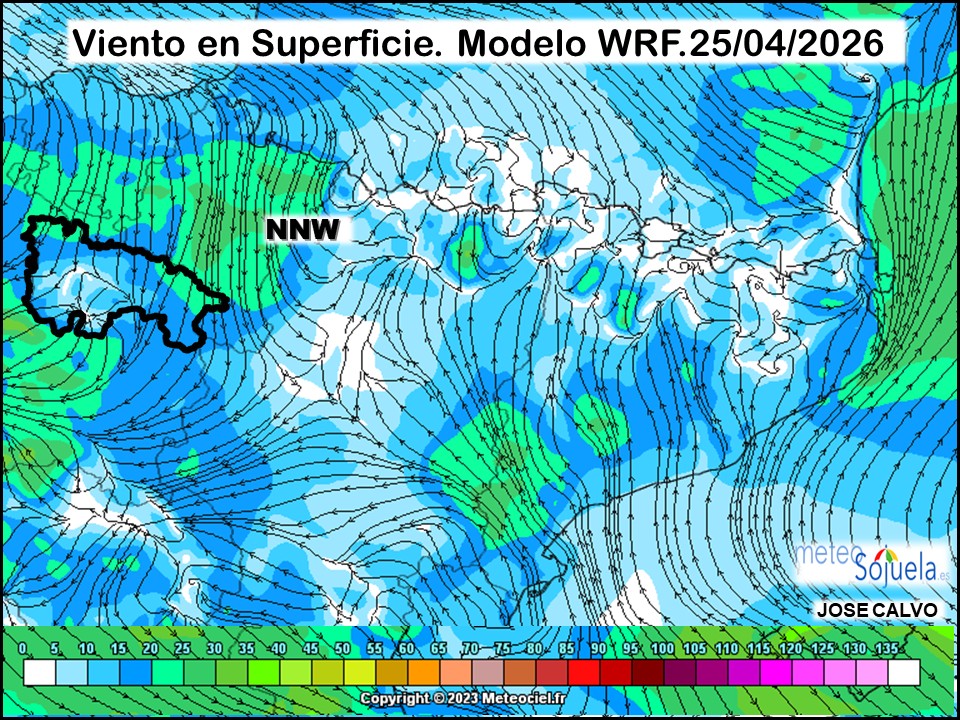 Viento en Superficie Modelo WRF Meteosojuela.