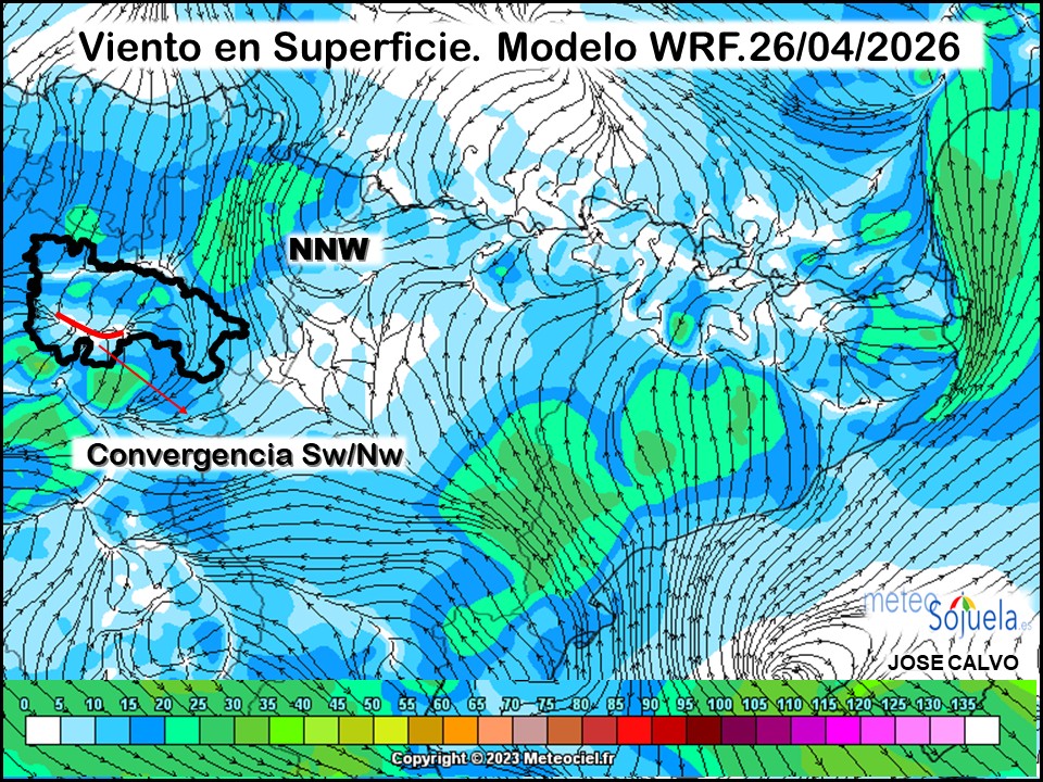 Viento en Superficie Modelo WRF Meteosojuela.