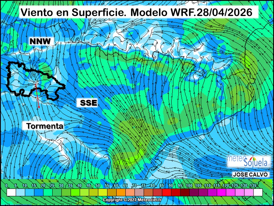 Viento en Superficie Modelo WRF Meteosojuela.