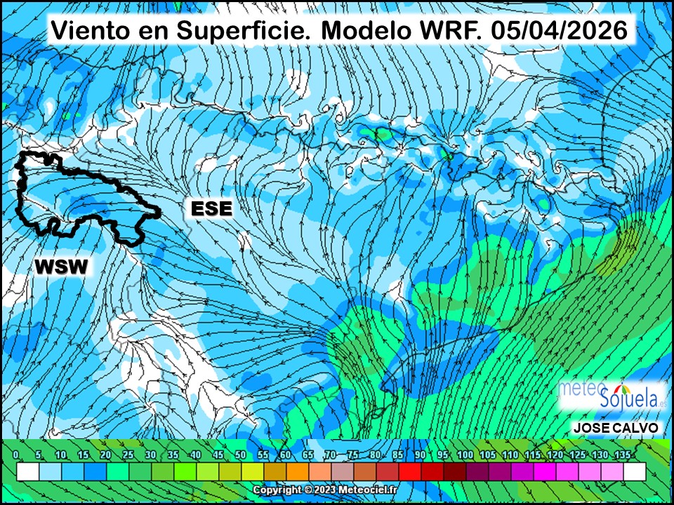 Viento en Superficie Modelo WRF Meteosojuela.