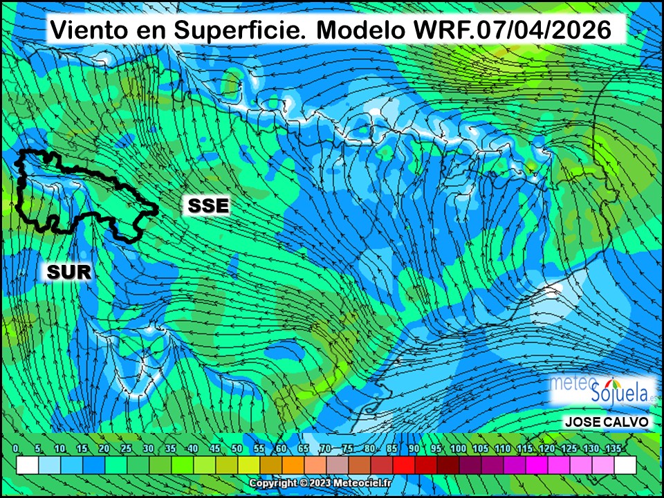 Viento en Superficie Modelo WRF Meteosojuela.