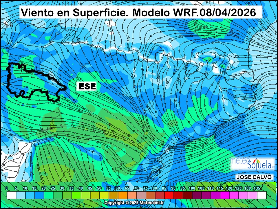 Viento en Superficie Modelo WRF Meteosojuela.