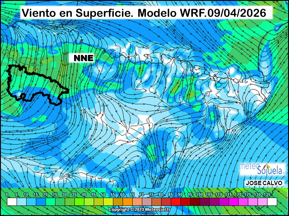 Viento en Superficie Modelo WRF Meteosojuela.