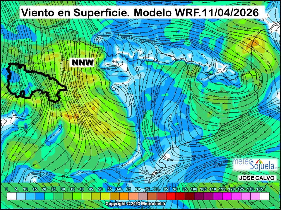 Viento en Superficie Modelo WRF Meteosojuela.