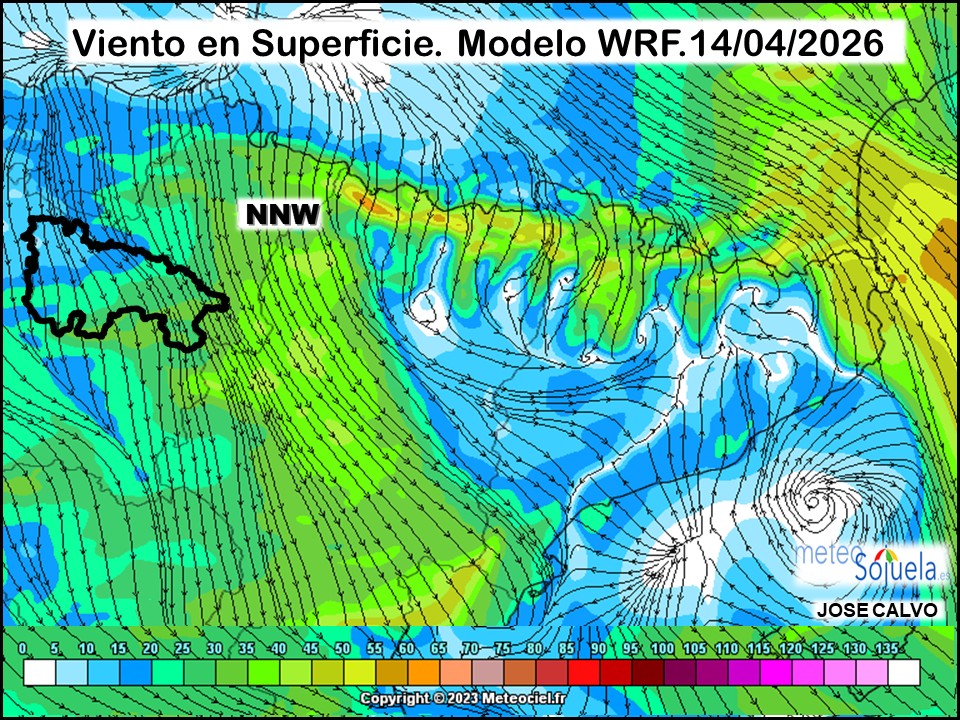 Viento en Superficie Modelo WRF Meteosojuela.
