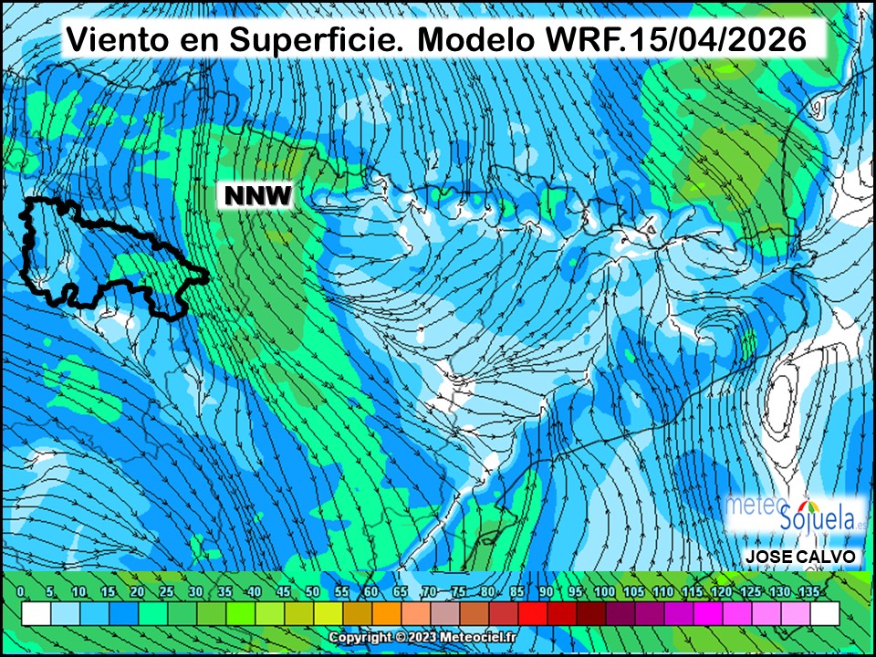 Viento en Superficie Modelo WRF Meteosojuela.