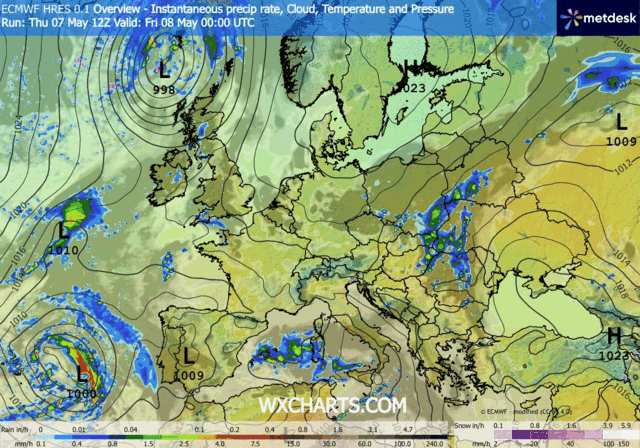 Animación Modelos de Centros de presión y borrascas GFS Europa. Meteosojuela La Rioja