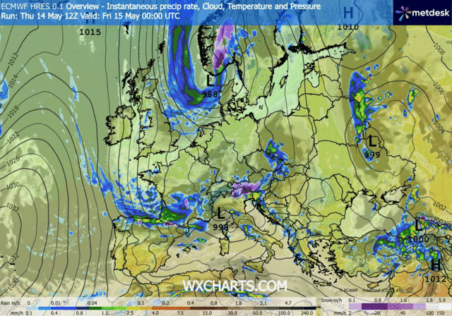 Animación Modelos de Centros de presión y borrascas GFS Europa. Meteosojuela La Rioja