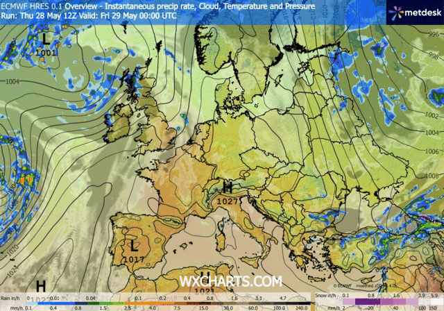 Animación Modelos de Centros de presión y borrascas GFS Europa. Meteosojuela La Rioja
