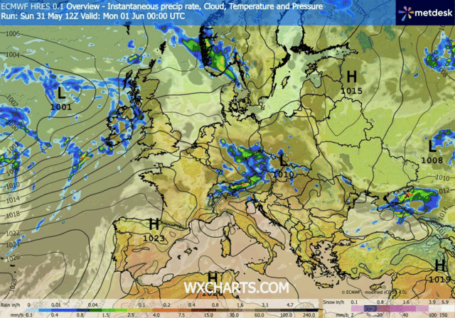 Animación Modelos de Centros de presión y borrascas GFS Europa. Meteosojuela La Rioja