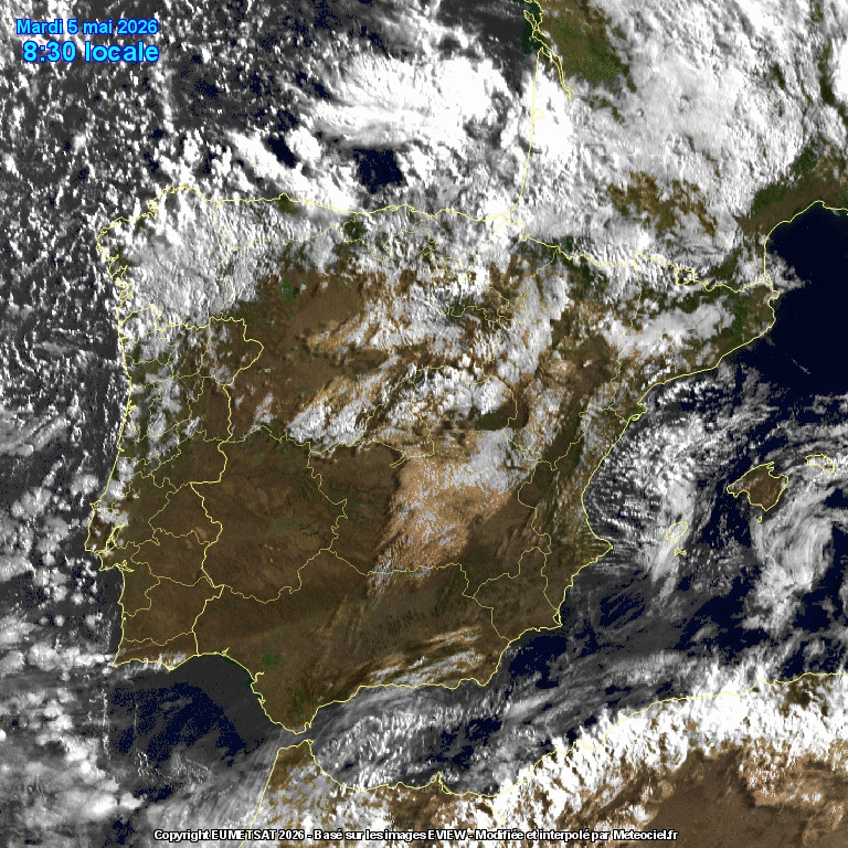 Animación imágenes satélite Meteosat. Baja en el Cantábrico