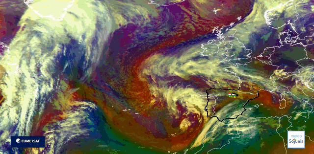 Animación imágenes satélite Meteosat. Borrasca atlántica y situación de NW