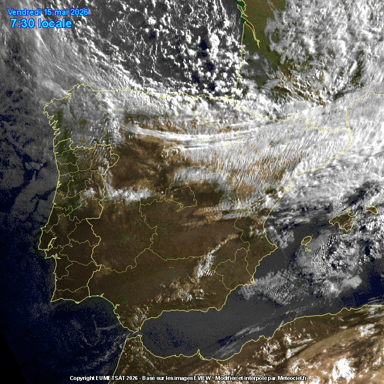 Animación imágenes satélite Meteosat. Frente y descarga postfrontal