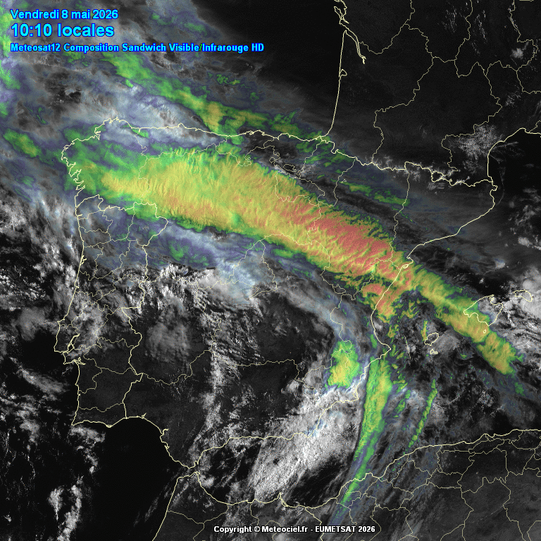 Animación imágenes satélite Meteosat. Frente y línea de inestabilidad