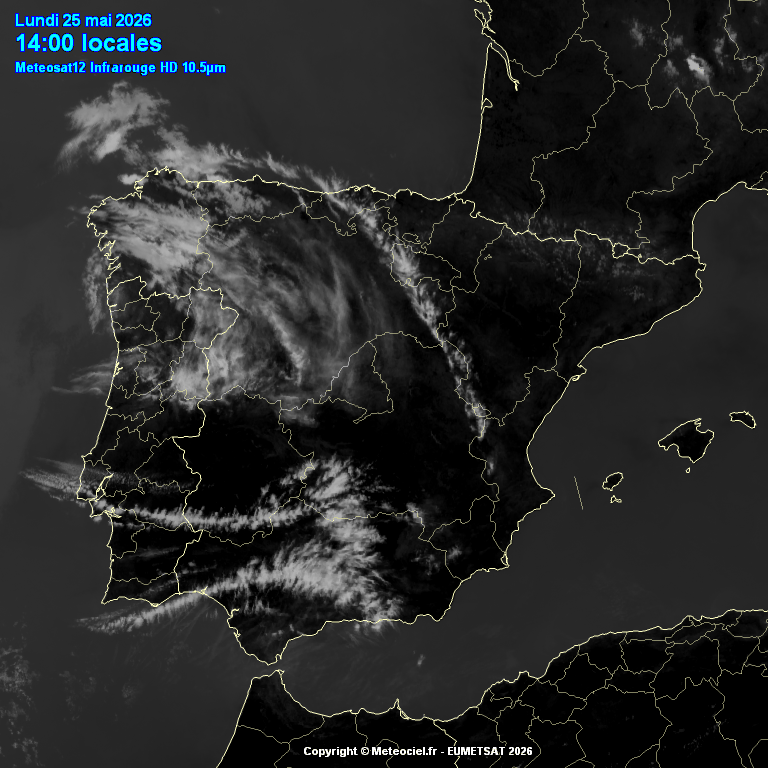 Animación imágenes satélite Meteosat. Frentes en frontolisis. Cirrus