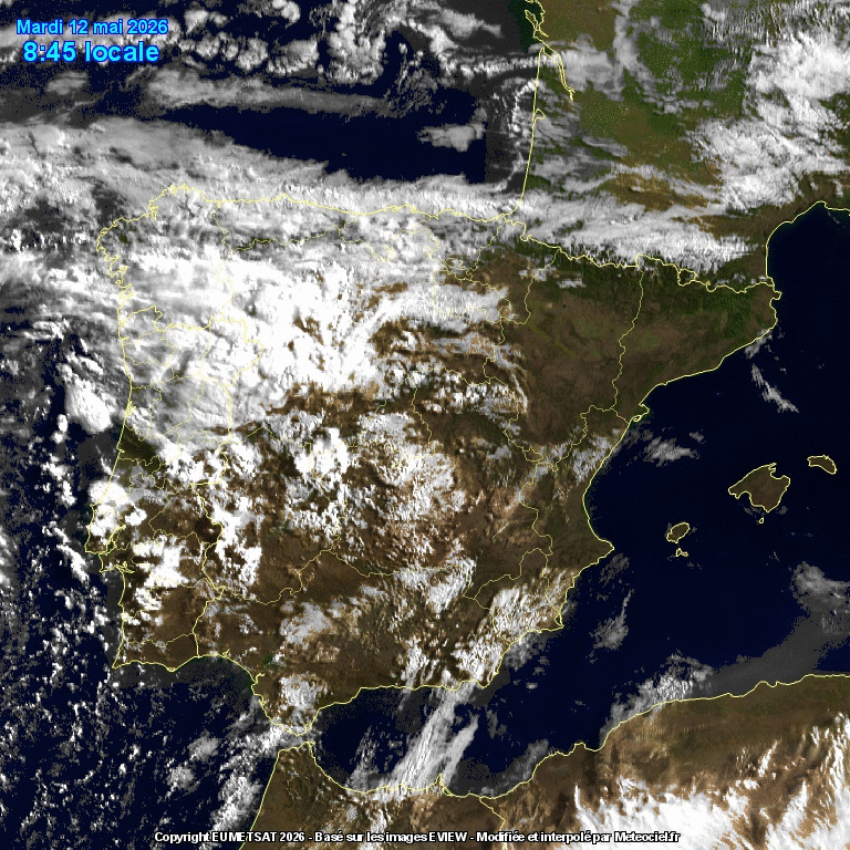 Animación imágenes satélite Meteosat. Frentes por el SW y por el NW