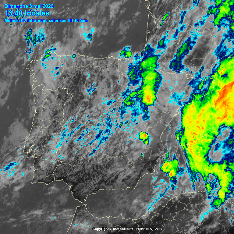 Animación imágenes satélite Meteosat. Inestable y tormentoso