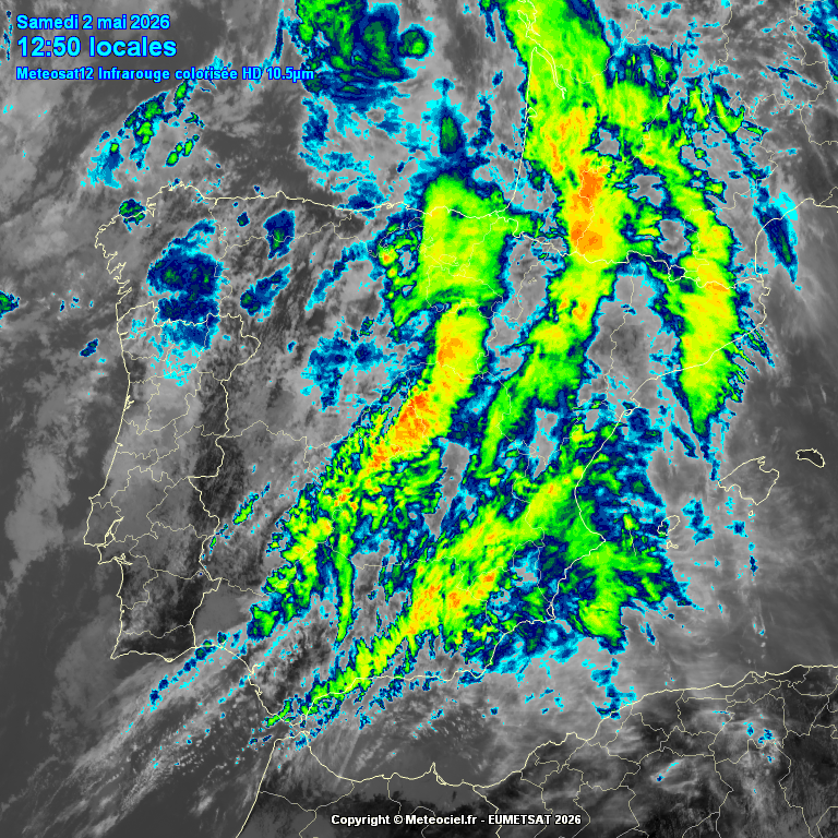 Animación imágenes satélite Meteosat. Inestable y tormentoso