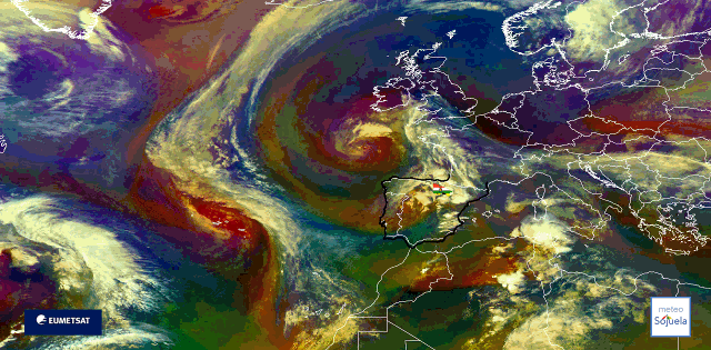 Animación imágenes satélite Meteosat. Interaccion de masas de aire