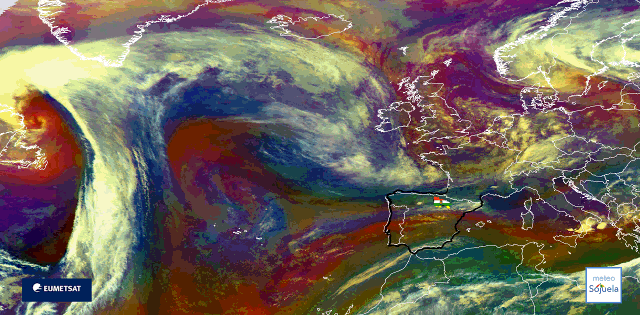Animación imágenes satélite Meteosat. Interaccion de masas de aire