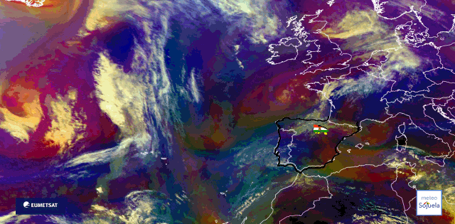 Animación imágenes satélite Meteosat. Interaccion de masas de aire