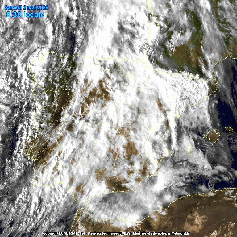 Animación imágenes satélite Meteosat. Nubosidad abundante