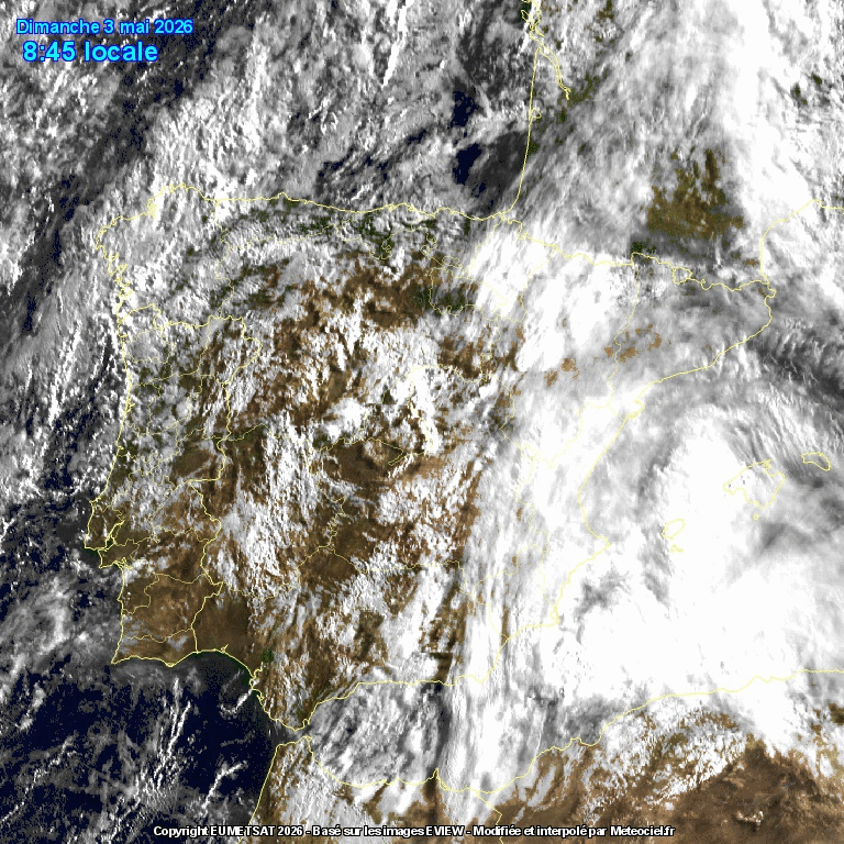 Animación imágenes satélite Meteosat. Nubosidad abundante