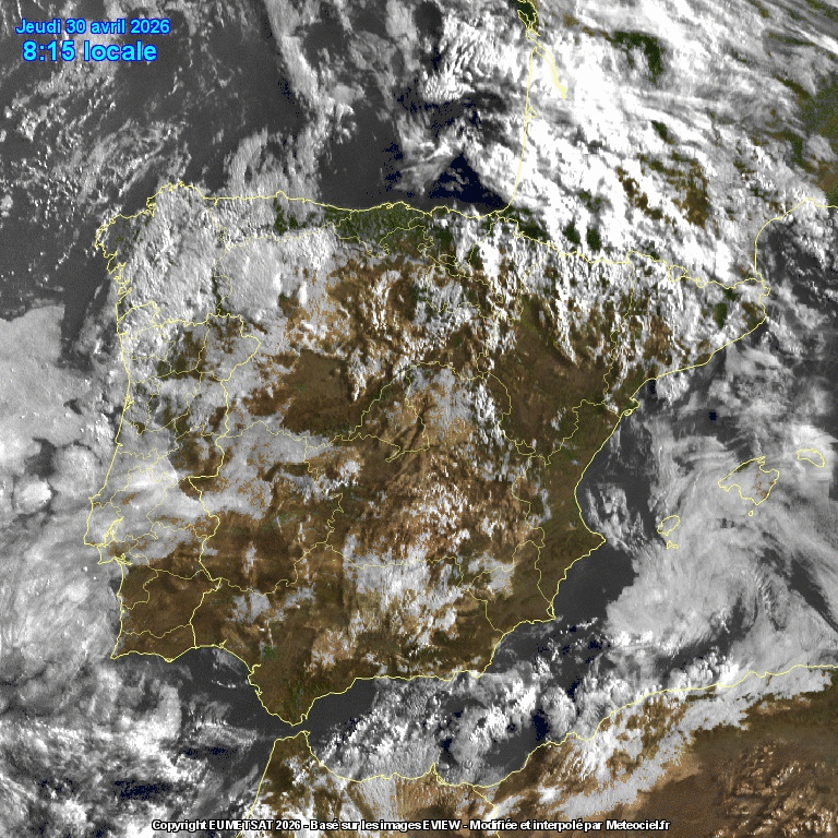Animación imágenes satélite Meteosat. Nubosidad abundante