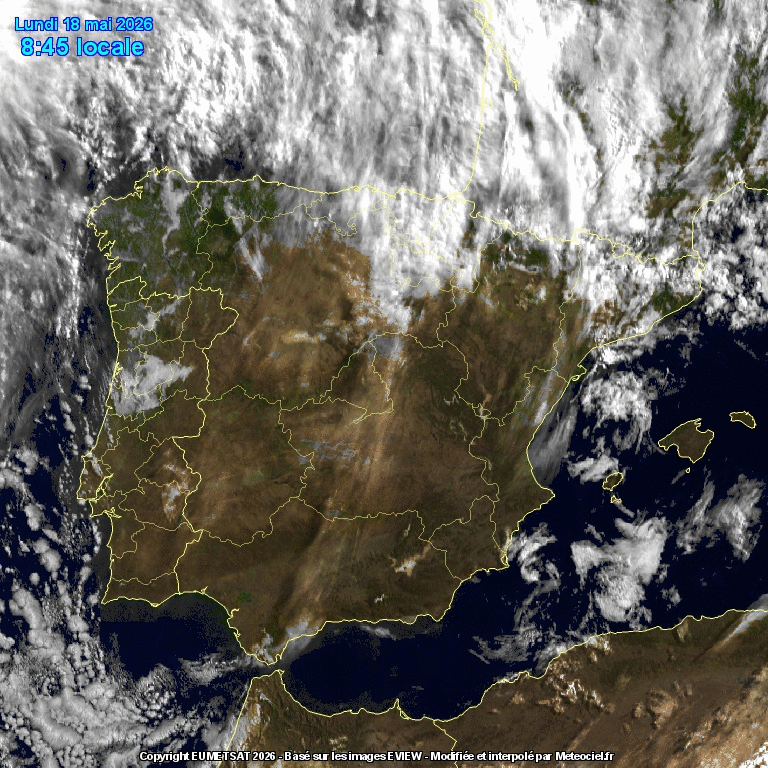 Animación imágenes satélite Meteosat. Nubosidad variable